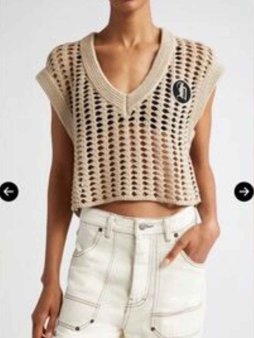 HONOR THE GIFT Crochet V-Neck Crop Tank Top - Black